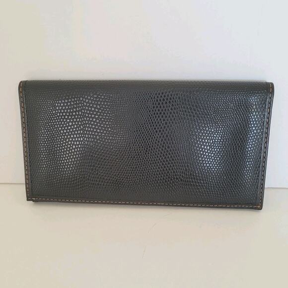 Giorgio Valenti Card Slim Bill Holder Wallet Navy Bifold Leather Snake Vintage - Picture 2 of 12